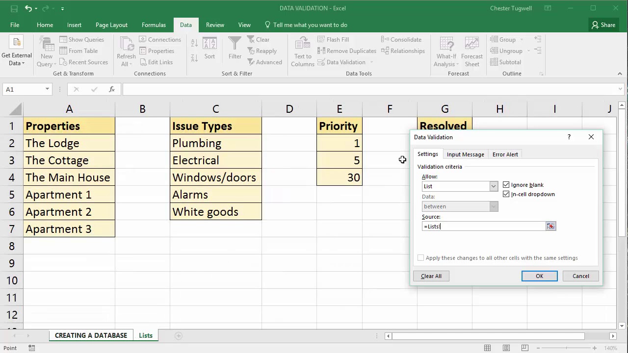 Excel Data Drop Down List From Another Sheet Youtube