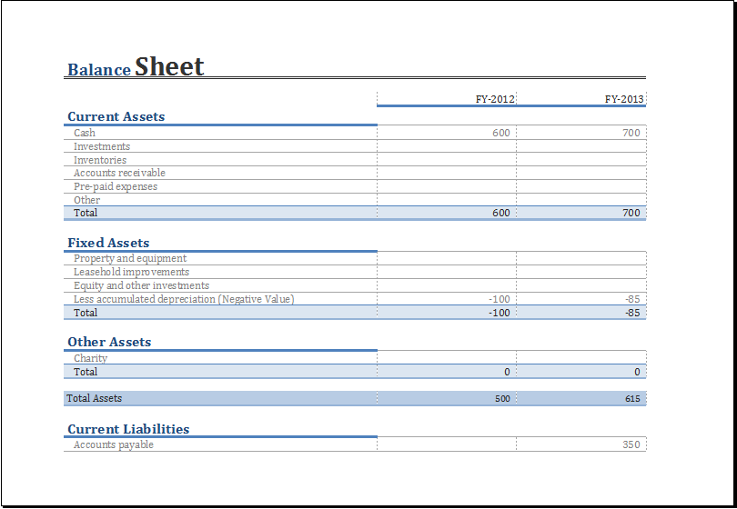 Excel Enterprise Company Balance Sheet Excel Template And Google Sheets