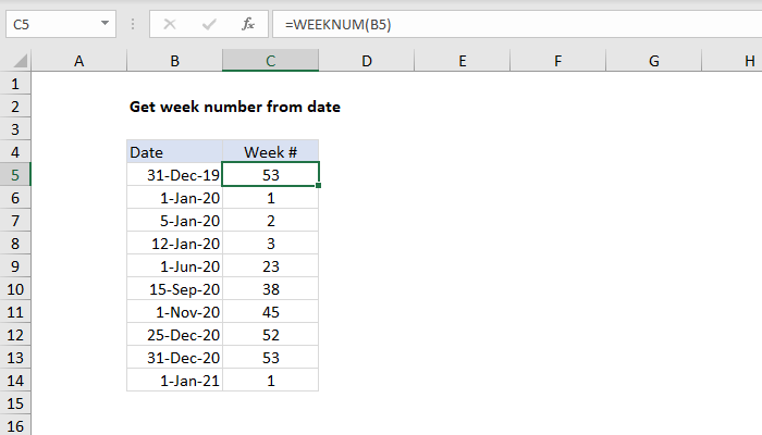 Excel Formula Find The Week Number From Any Given Date Youtube