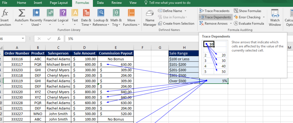 Excel Formulas Using Trace Dependents To Find Data Solutions Learn