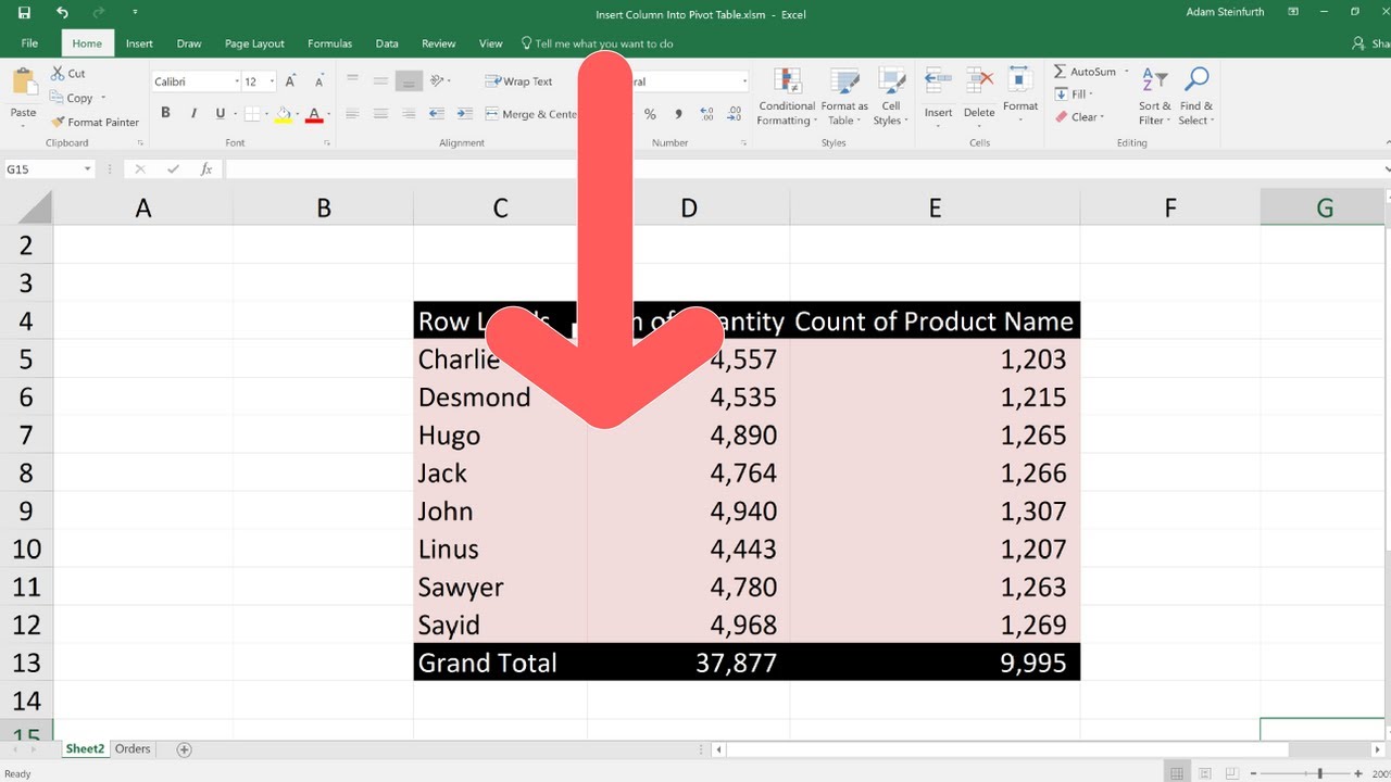 Excel Pivot Tables Add A Column With Custom Text Youtube