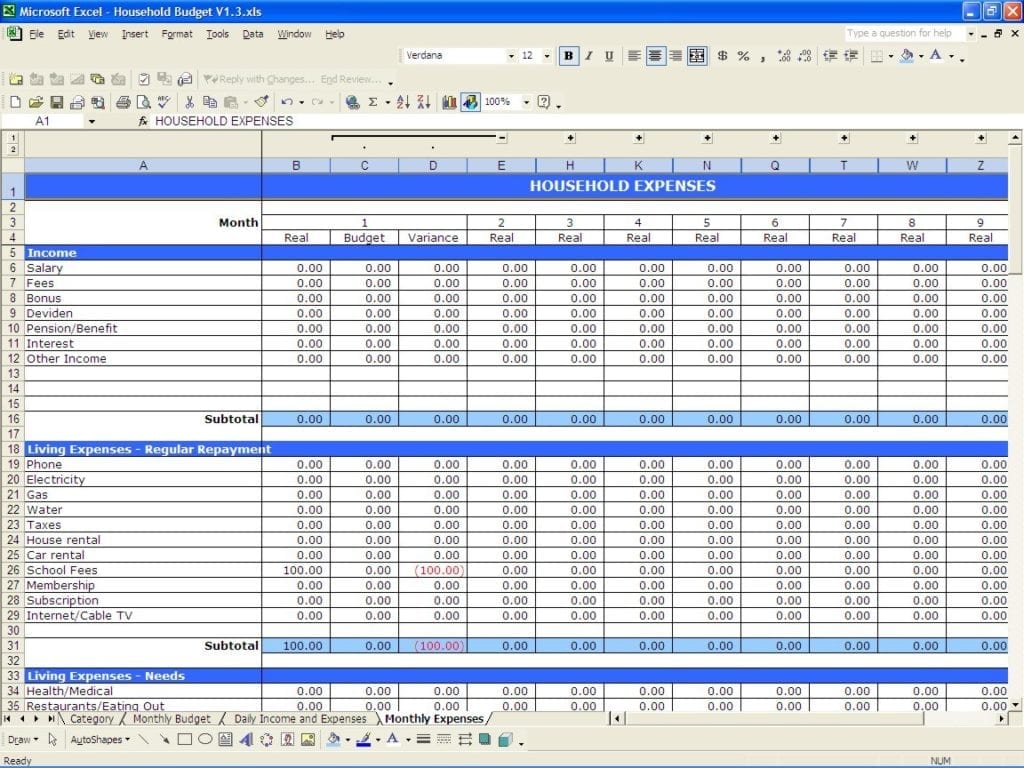 Excel Spreadsheet Template For Business Expenses