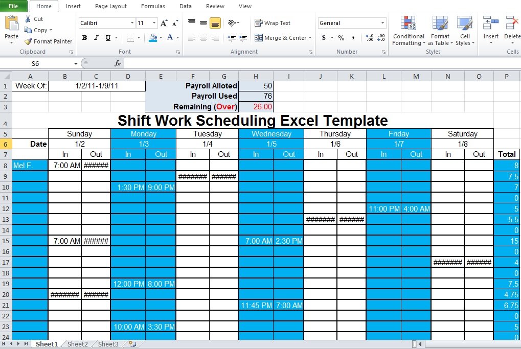 Excel Template Shift Schedule