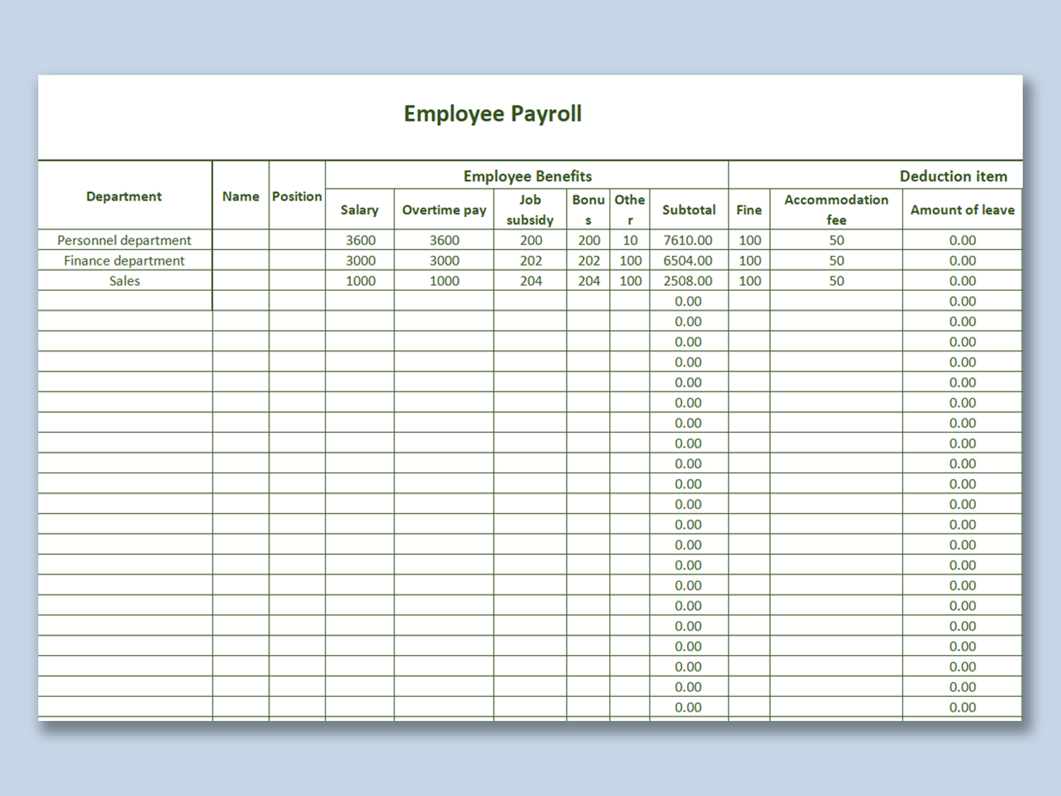 Excel Templates For Payroll