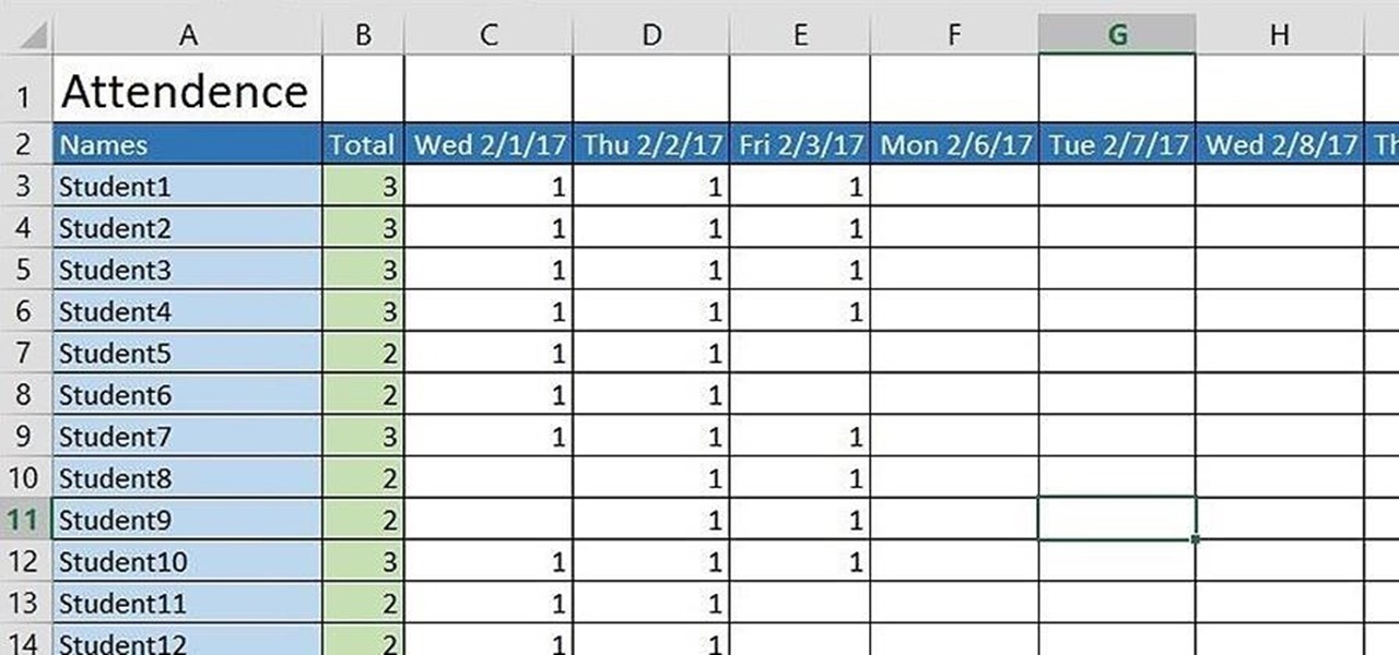 Excel Tutorial How To Create Students Attendance Sheet In Ms Excel