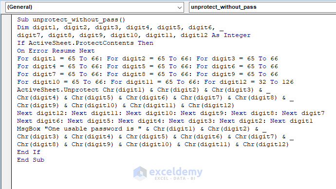 Excel Vba Protect Sheet Without Password In 2 Easy Steps Example