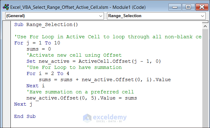 Excel Vba Select Range With Offset Based On Active Cell