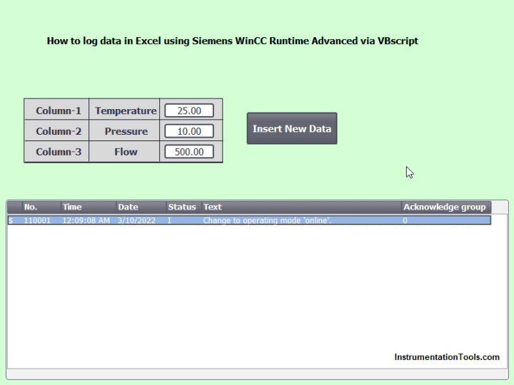 Export Data From Wincc Runtime Advanced Into Excel Using Vb Script