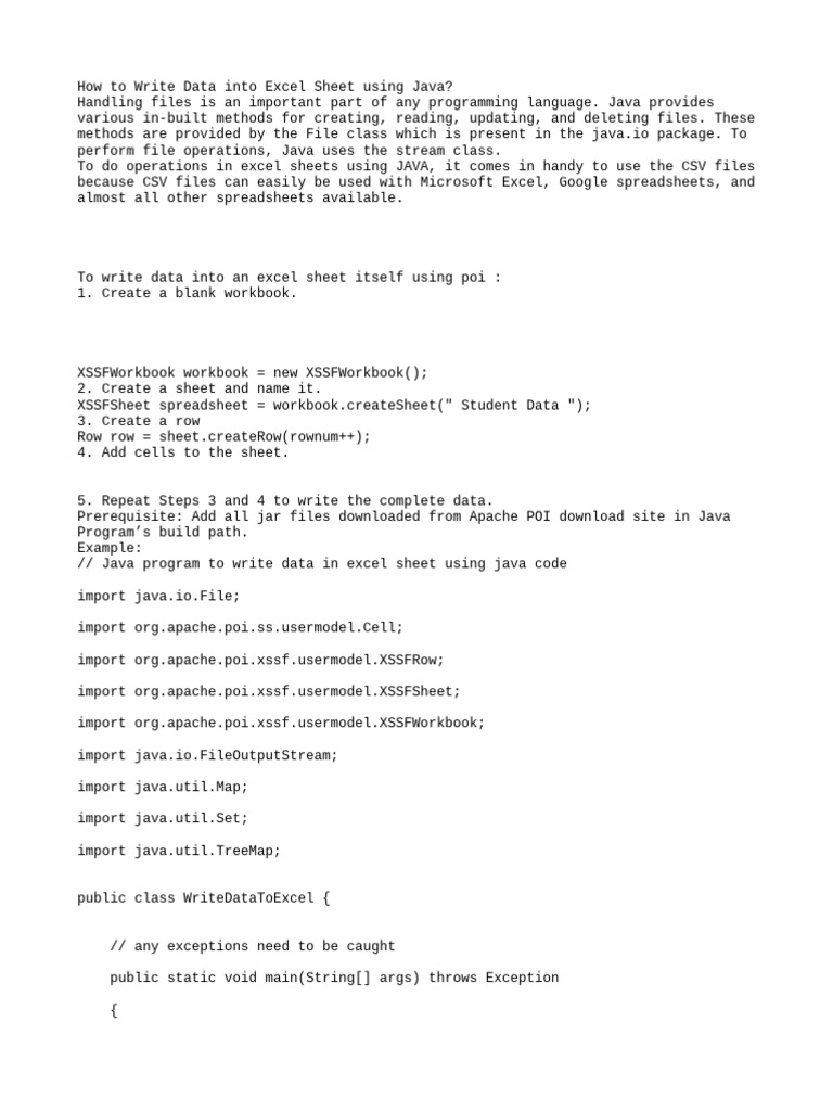 Export Excel Java How To Write Data Into Excel Sheet Using Java Chillyfacts