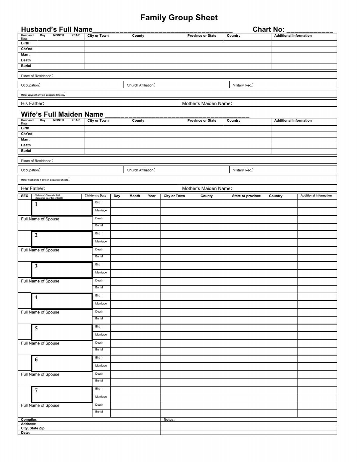 Family Group Sheet Excel