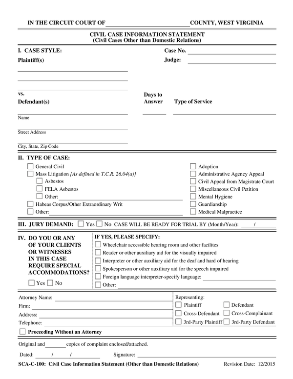 Fill Free Fillable Forms West Virginia Supreme Court Of Appeals