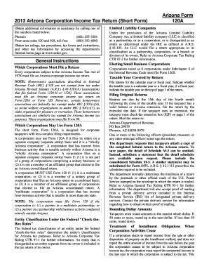 Fillable Online Azdor Arizona Form 2013 Arizona Corporation Income Tax