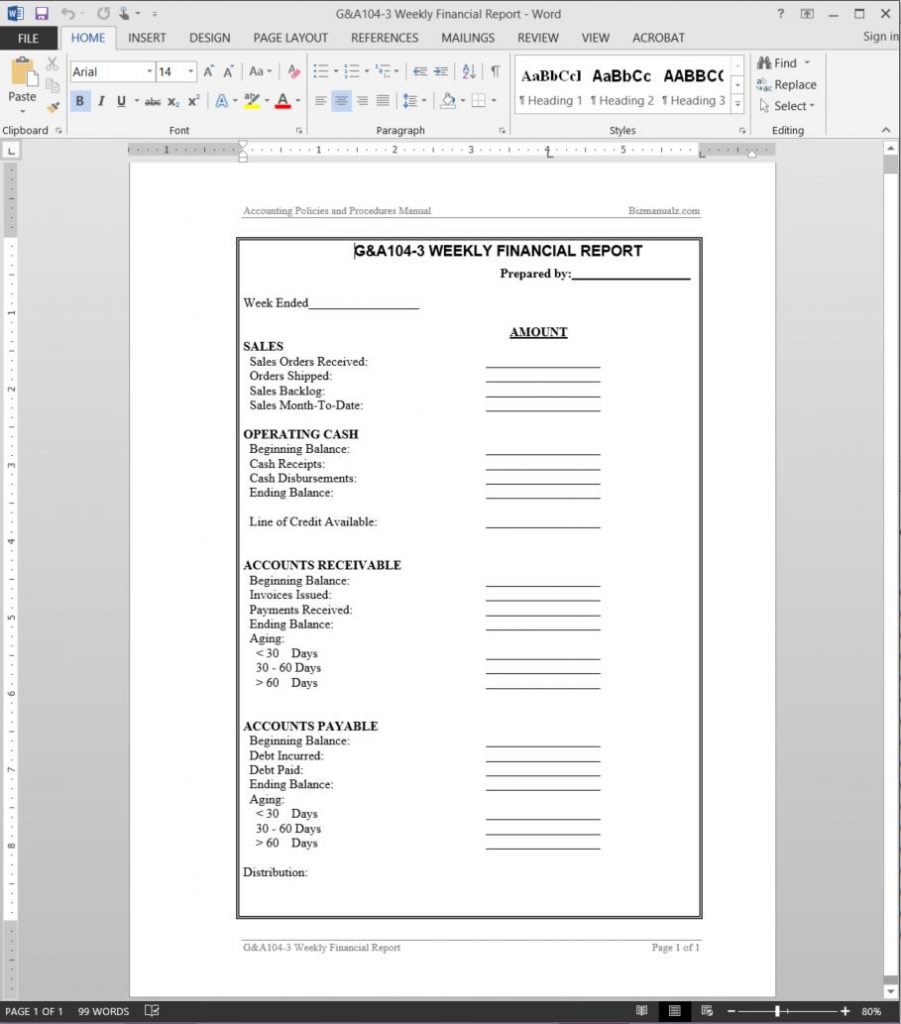 Financial Reporting Templates In Excel 3 Templates Example