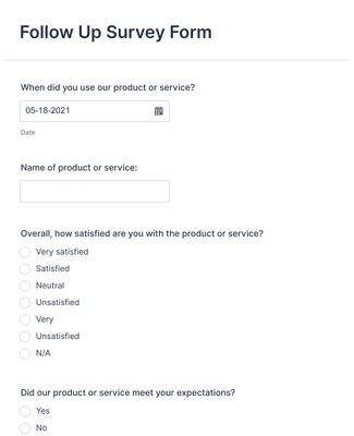 Follow Up Survey Form Template Jotform