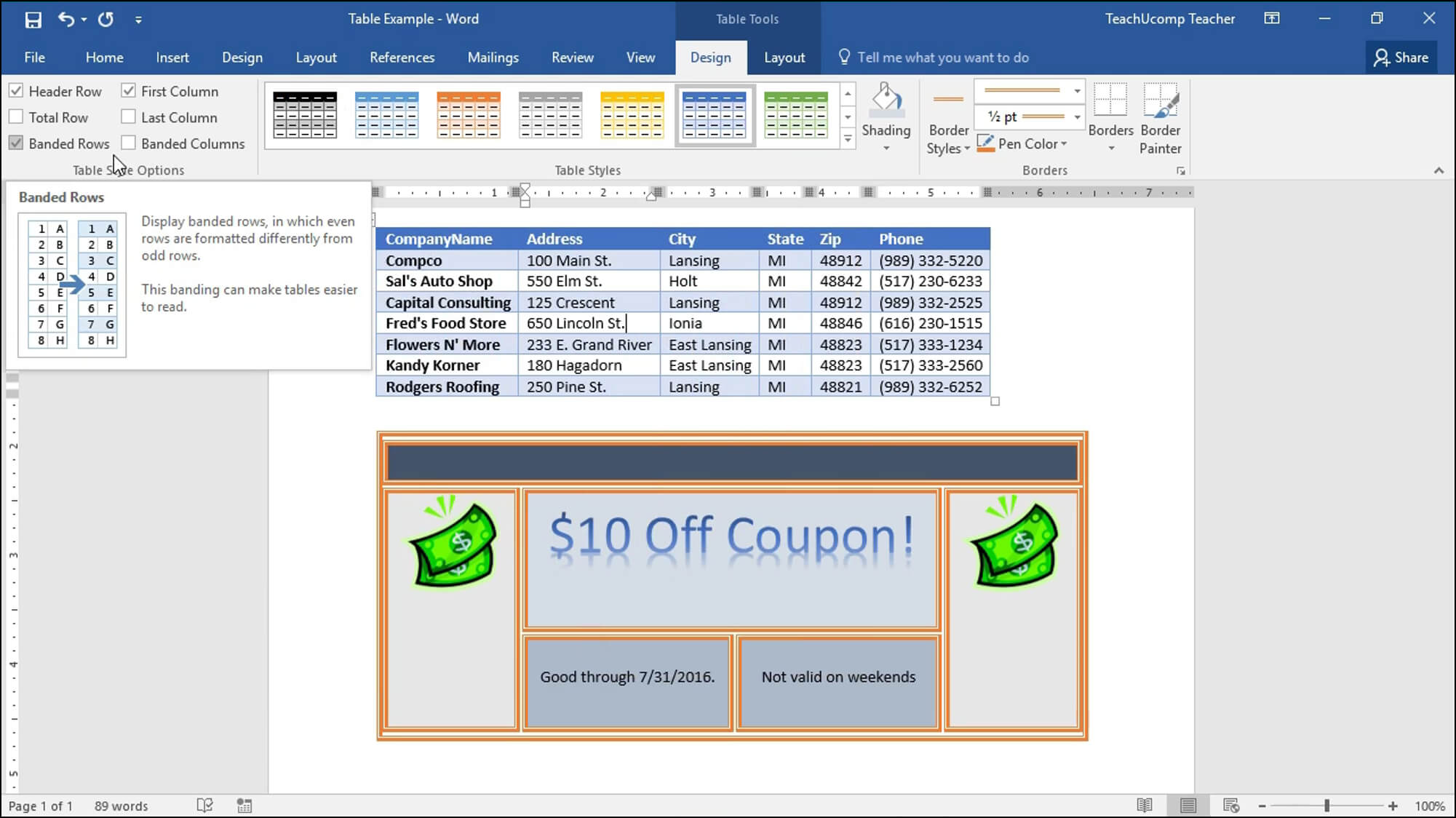 Format Tables In Word Instructions Teachucomp Inc