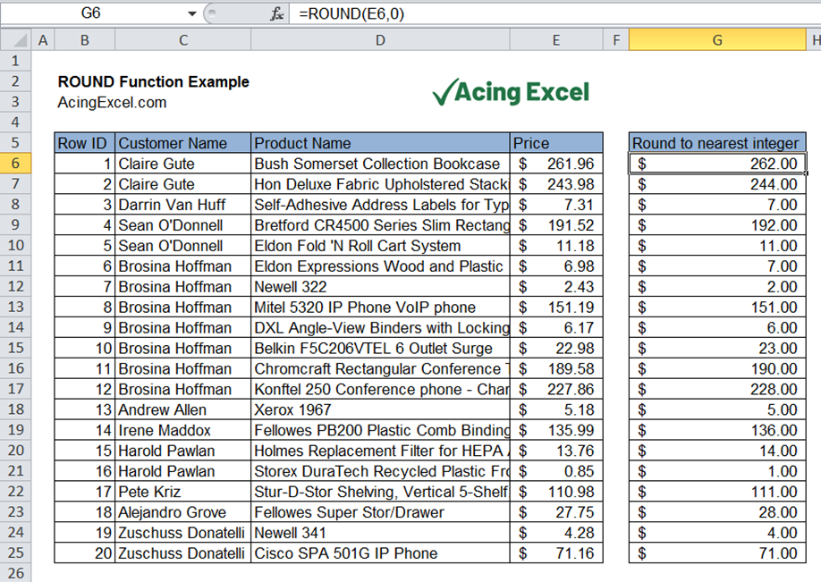 Formulas In Excel 1 Round Numbers In Excel With Round Function To The