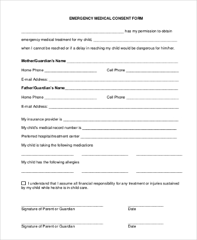 Free 10 Sample Child Medical Consent Forms In Pdf Excel Word