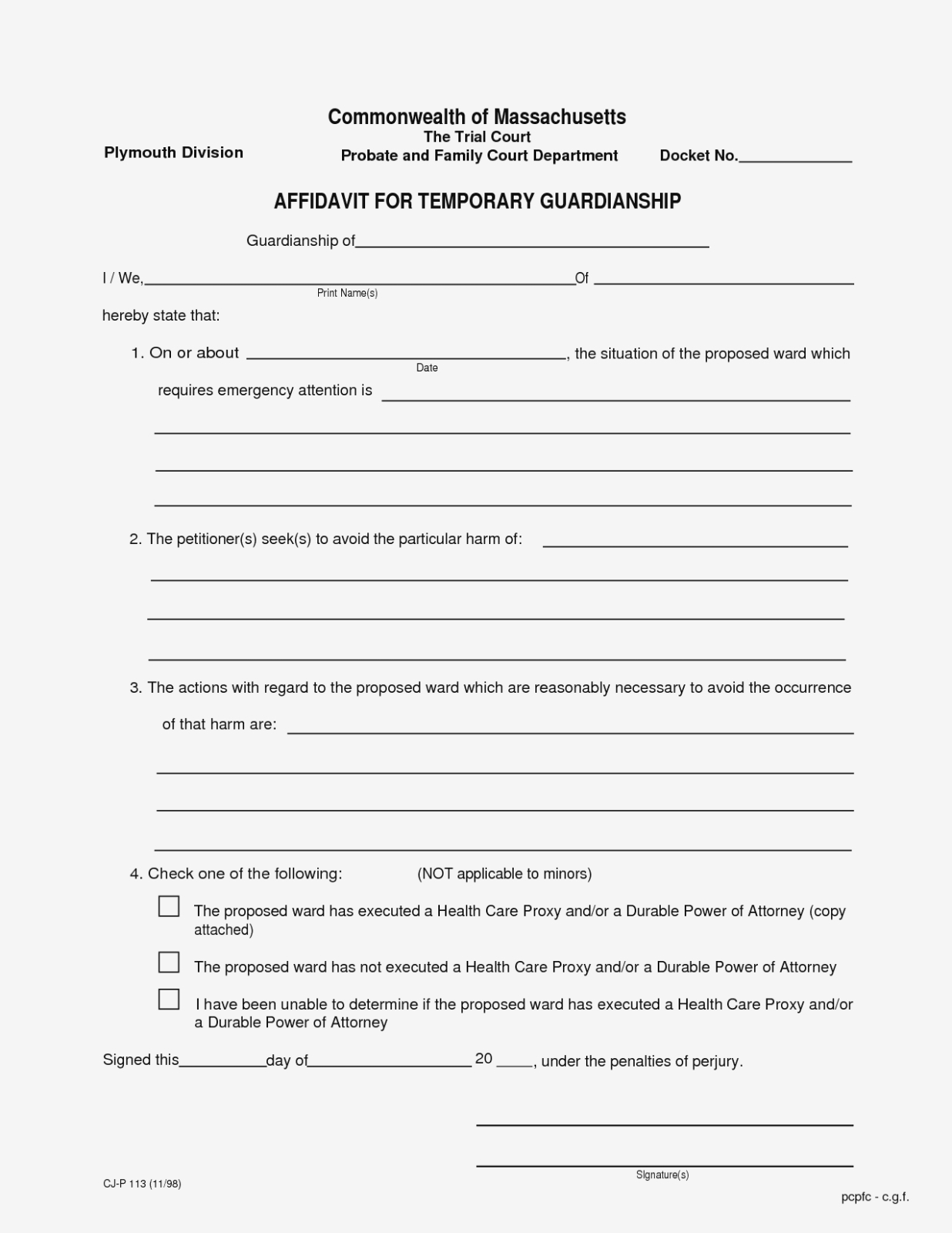 Free 7 Sample Temporary Custody Forms In Ms Word Pdf