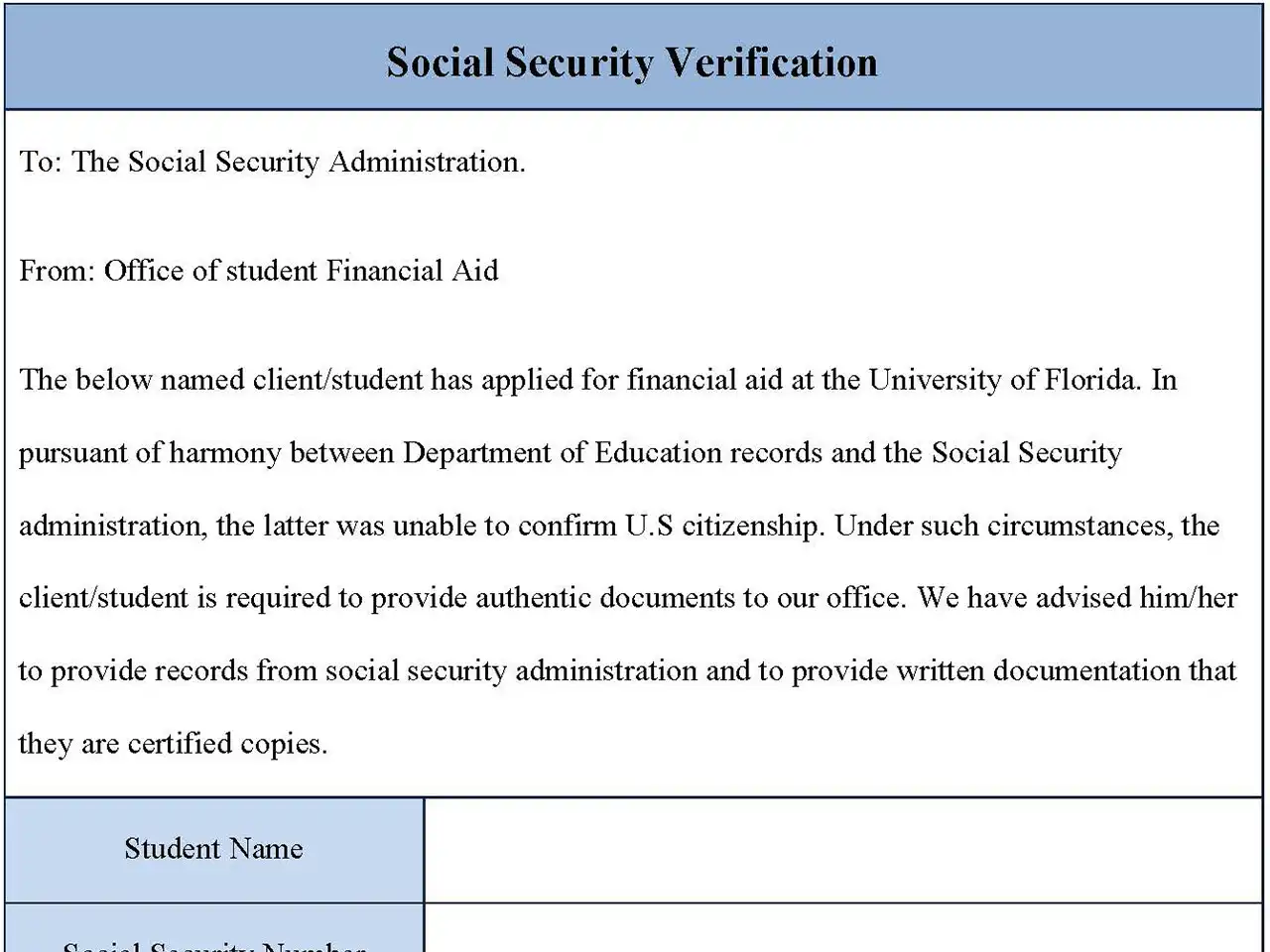 Free 7 Social Security Verification Forms In Pdf