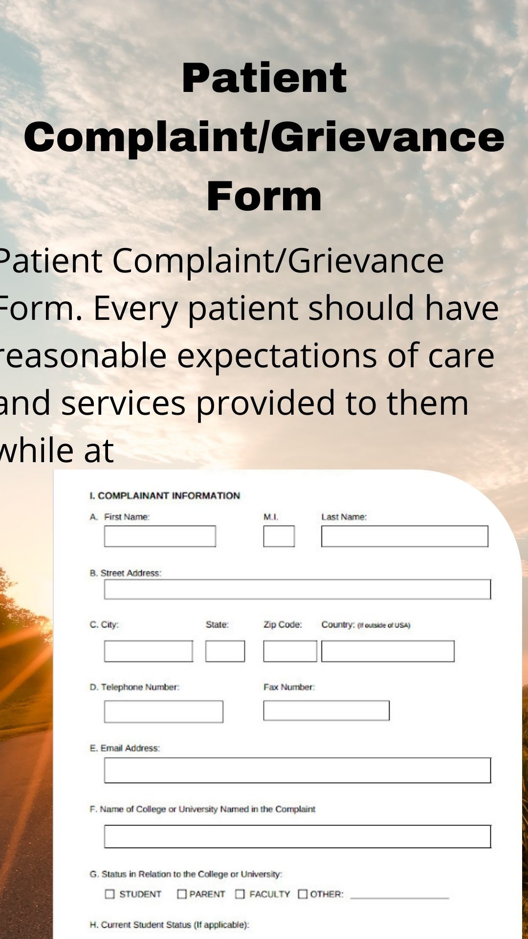 Free 8 Patient Complaint Forms In Pdf Ms Word