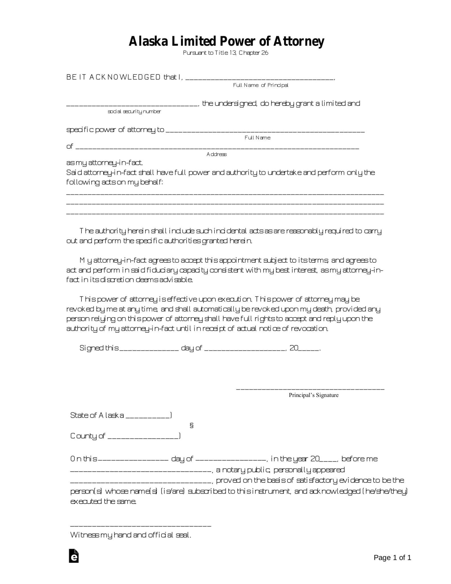 Free Alaska Durable Power Of Attorney Form Pdf Word