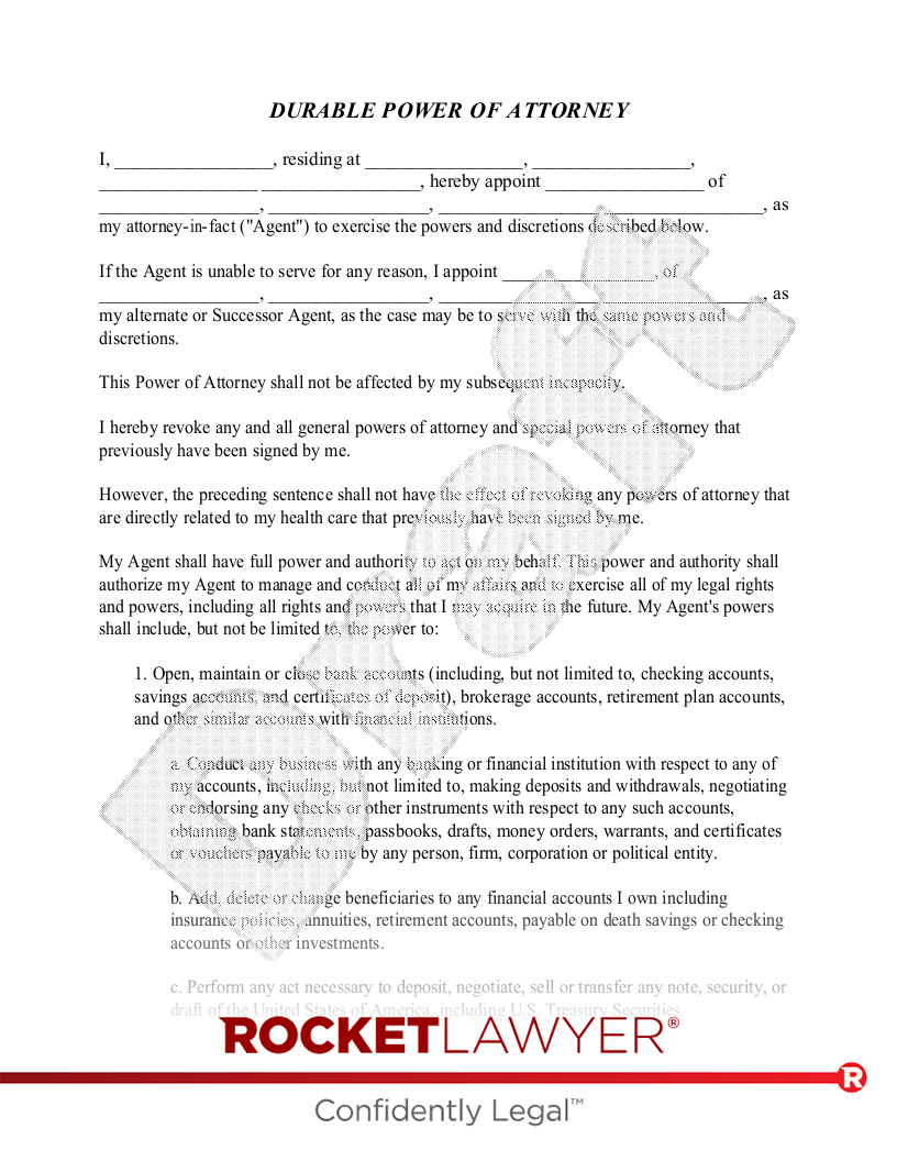 Free Arizona Power Of Attorney Template Rocket Lawyer