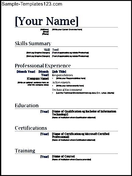 Free Basic Resume Template Pdf Sample Templates Sample Templates