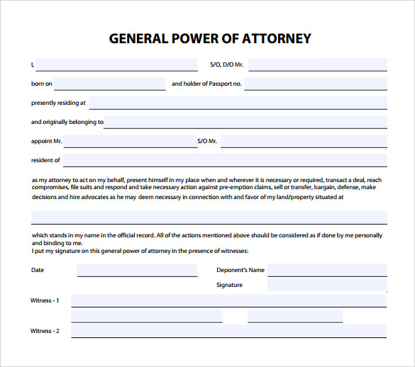 Free Printable General Power Of Attorney Form