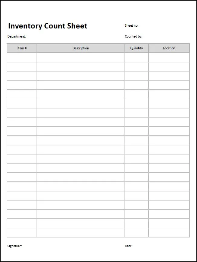 Free Printable Inventory Count Sheets In 2020 Excel Spreadsheets