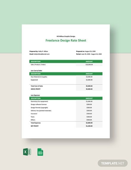 Freelance Design Rate Sheet Template In Excel Google Sheets Google