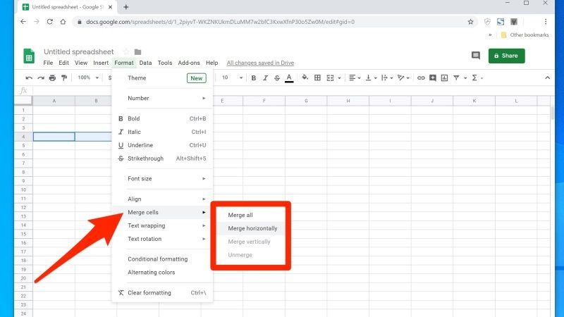 Google Sheets How To Merge Cells