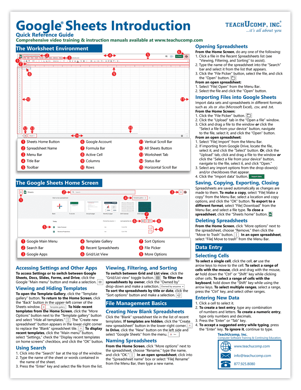 Google Sheets Quick Reference Guide Teachucomp Inc