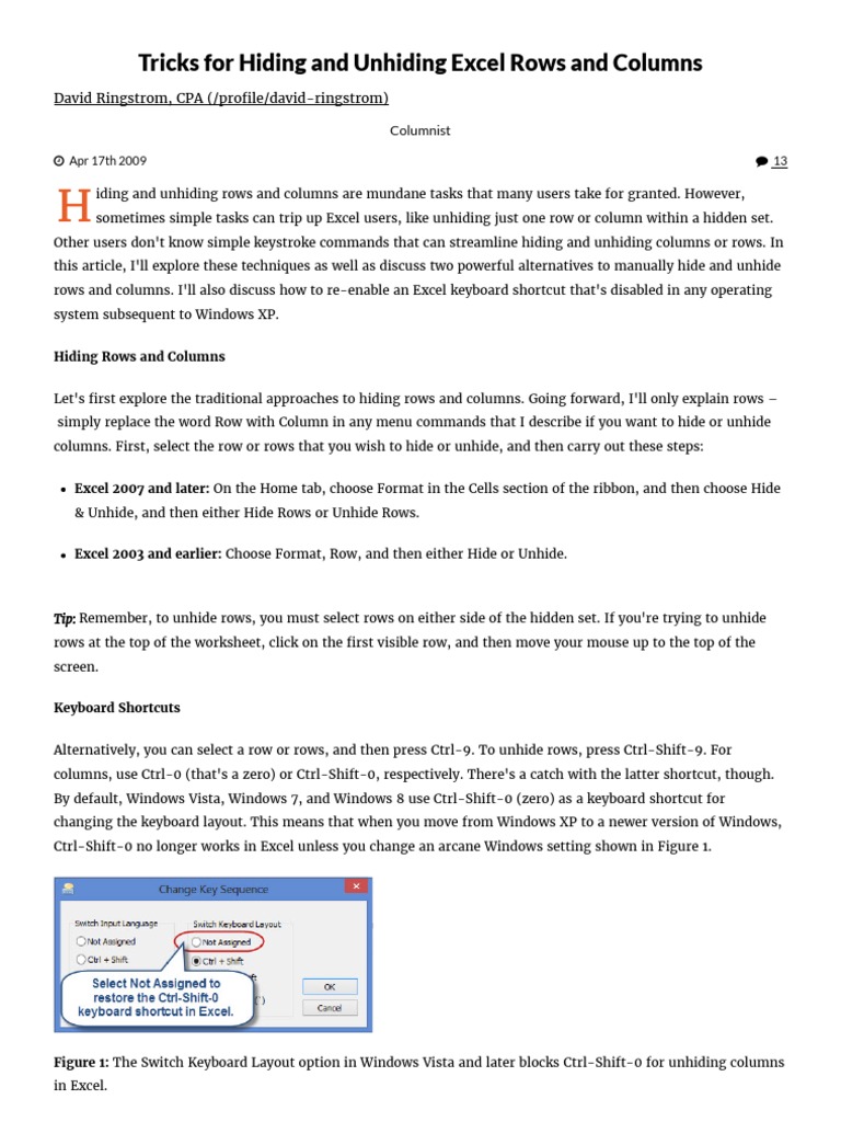 Hiding And Unhiding Excel Rows And Columns Youtube