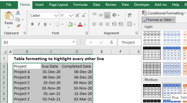 Highlight Every Other Line In Excel Excel Google Sheets Automate