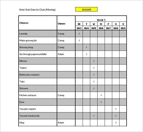 Housekeeping Checklist Format For Office In Excel Printable Receipt