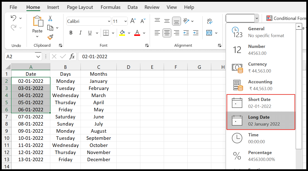 How Change Date Format Number Format In Excel Customguide