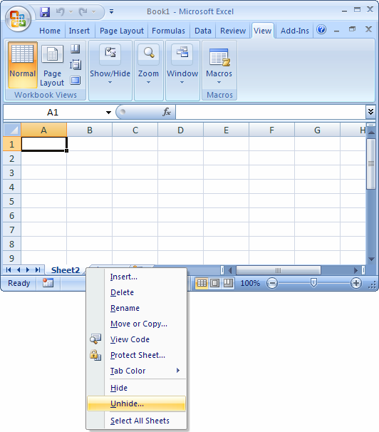 3 Easy Ways to Unhide Sheets in Excel 2007