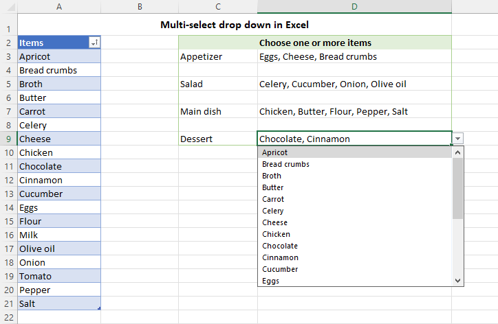 How To Add A Drop Down List In Excel With Multiple Selections