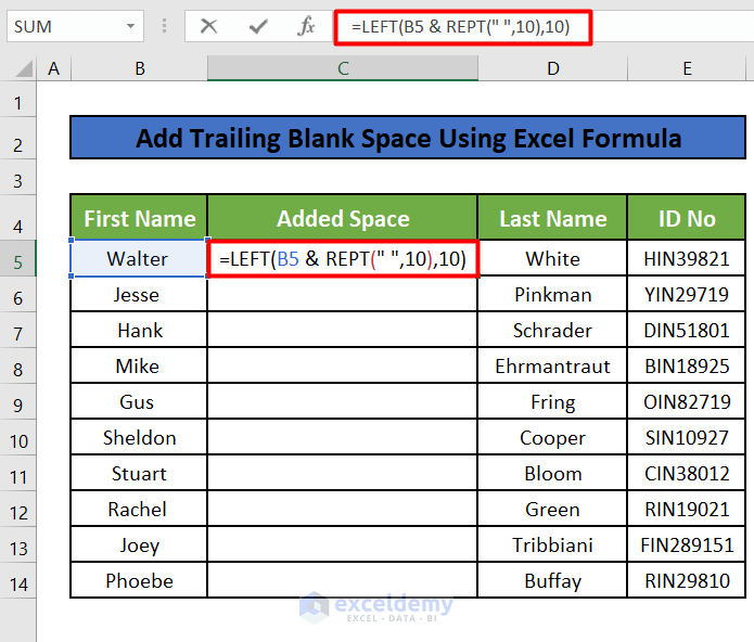 How To Add A Space In Excel Formula Spreadcheaters