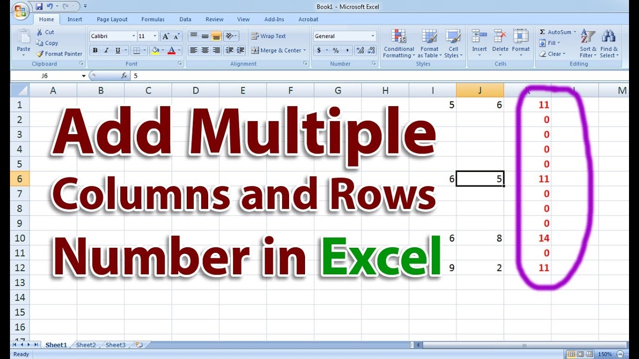 How To Add Numbers In A Column In Microsoft Excel Youtube