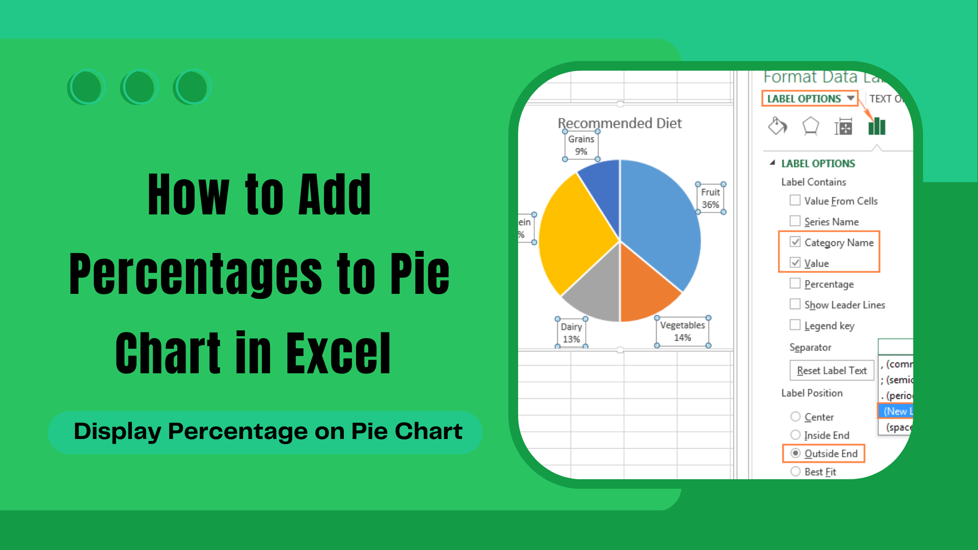 How To Add Percentages To Pie Chart In Excel Display Percentage On Pie Chart Earn Amp Excel