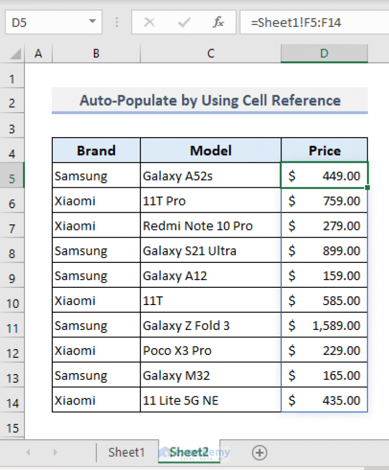 How To Auto Populate Data In Excel From Another Worksheet