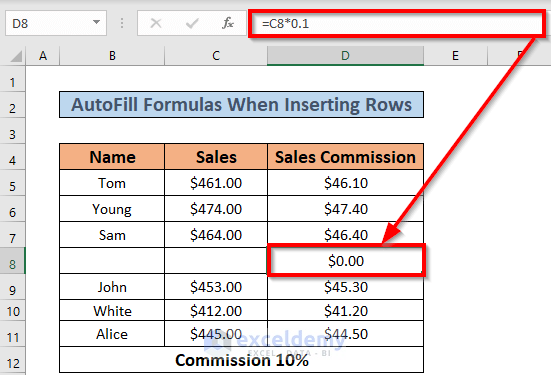 How To Autofill Formula When Inserting Rows In Excel 4 Methods