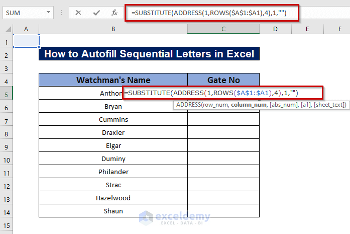 How To Autofill Sequential Letters In Excel 5 Quick Ways Exceldemy