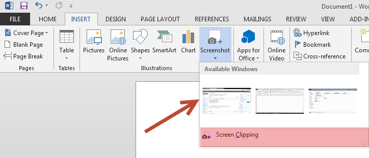 How To Capture Screenshot And Add In Word Excel 2013