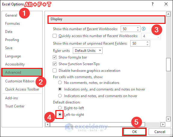 Easily Change Excel Sheet Direction from Right to Left