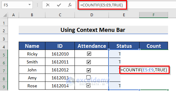 How To Count Checkboxes In Microsoft Excel