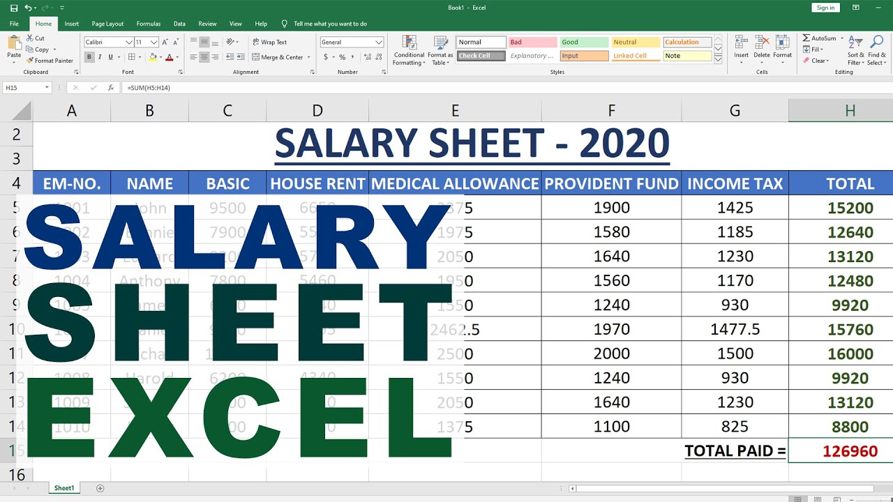 How To Create A Monthly Salary Sheet Format In Excel With Easy Steps