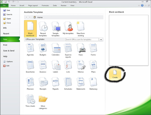 How To Create A New Workbook In Excel 2010 Dummies