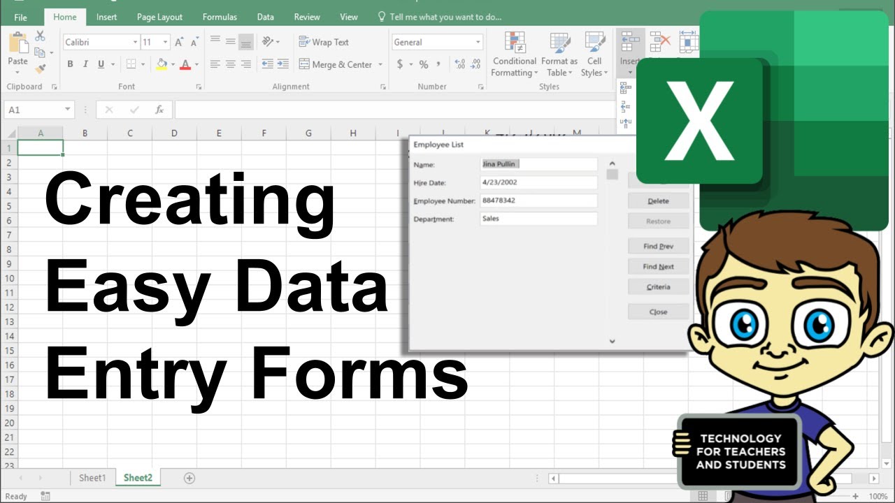 How To Create Data Entry Form In Excel Youtube